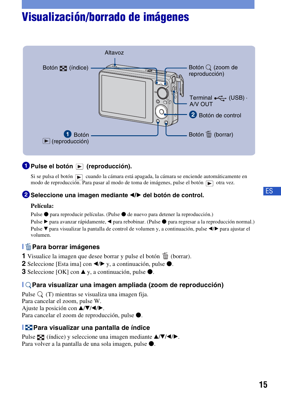 Visualización/borrado de imágenes | Sony DSC-S980 User Manual | Page 49 / 72