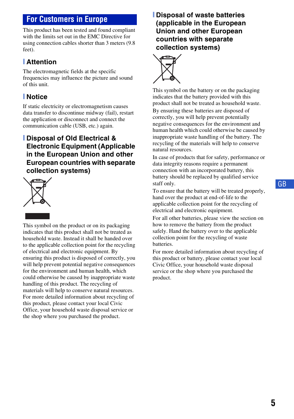 For customers in europe | Sony DSC-S980 User Manual | Page 5 / 72
