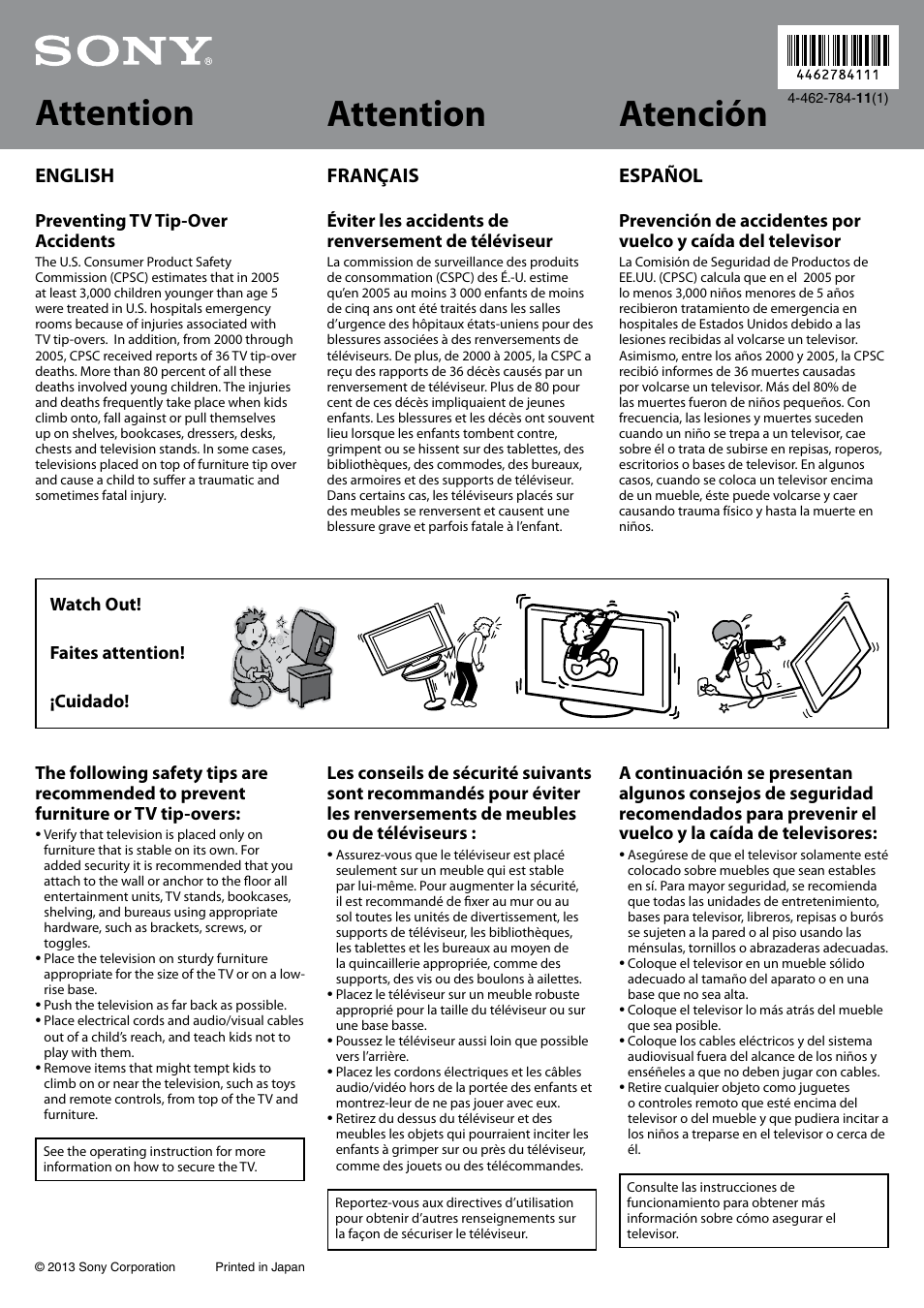 Sony XBR-65X900A User Manual | 2 pages