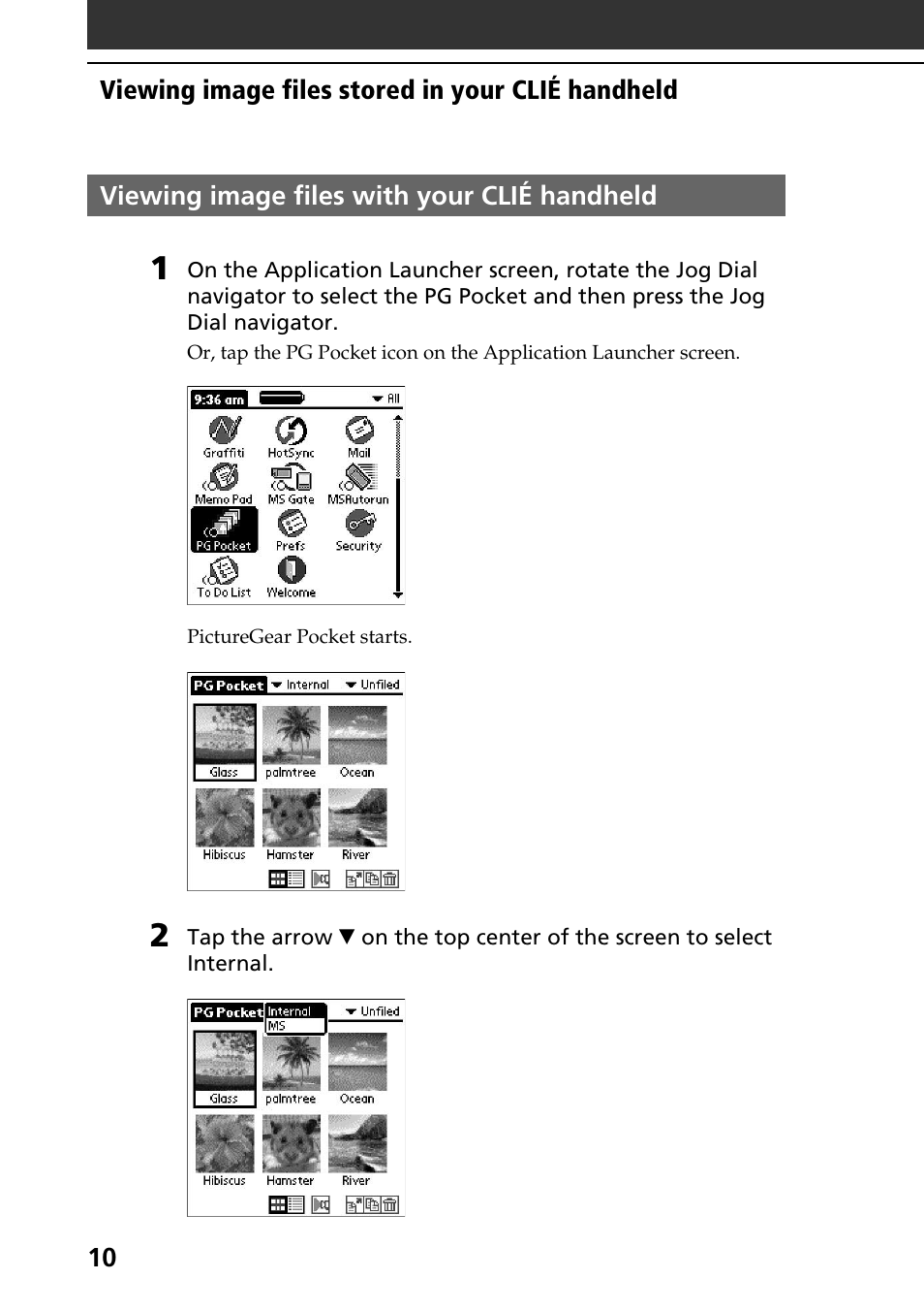 Viewing image files with your clié handheld | Sony PEG-S360 User Manual | Page 10 / 40