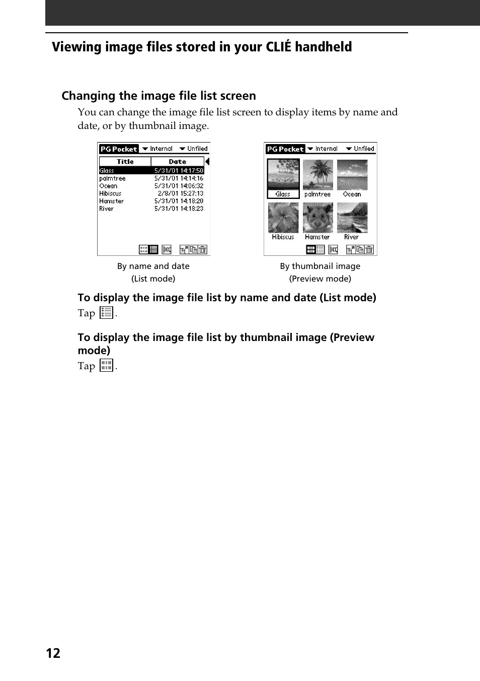 Viewing image files stored in your clié handheld | Sony PEG-S360 User Manual | Page 12 / 40