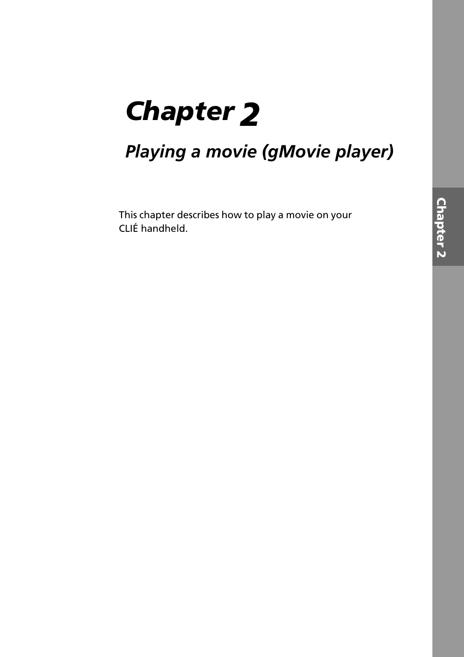 Chapter 2:playing a movie (gmovie player), Chapter | Sony PEG-S360 User Manual | Page 21 / 40