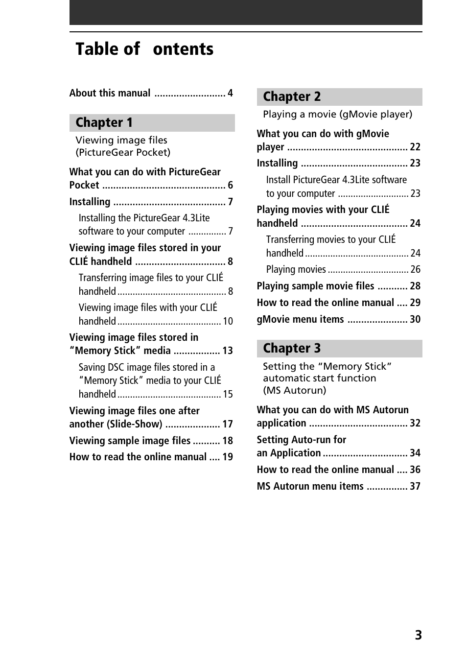 Sony PEG-S360 User Manual | Page 3 / 40