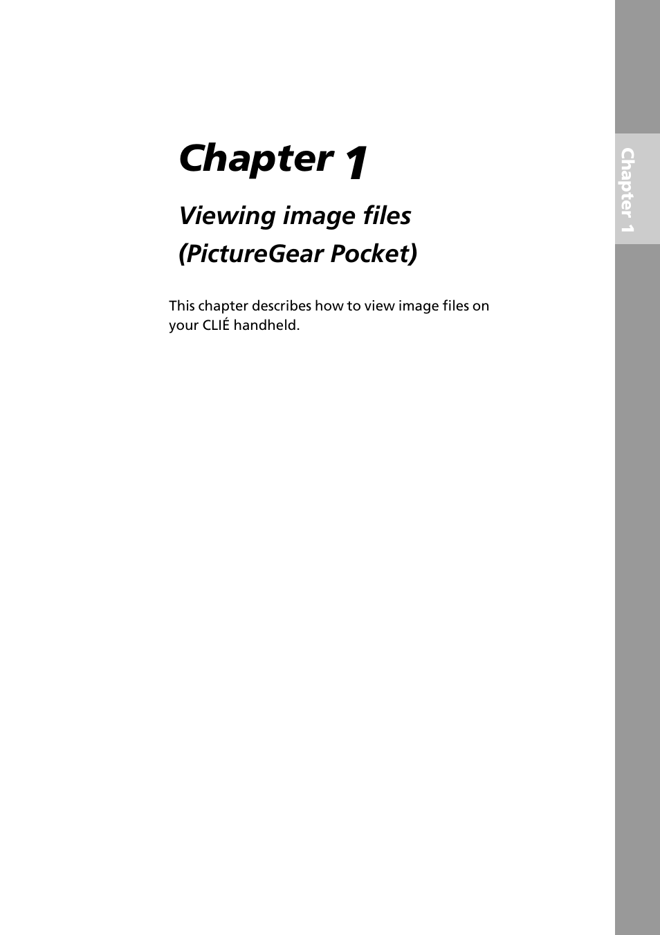 Chapter 1:viewing image files (picturegear pocket), Chapter | Sony PEG-S360 User Manual | Page 5 / 40