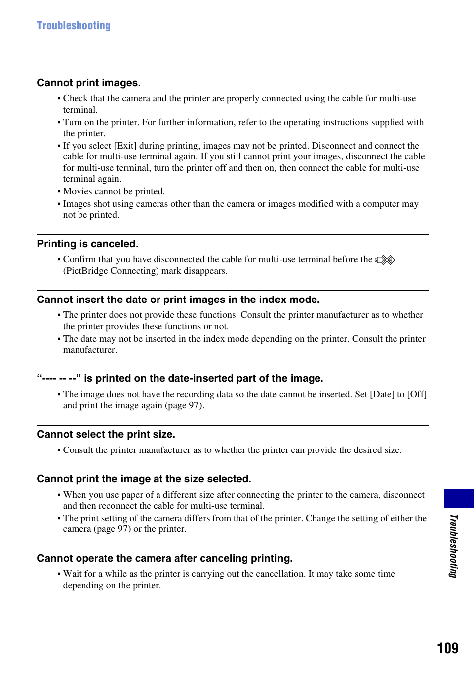 Sony DSC-H3 User Manual | Page 109 / 123