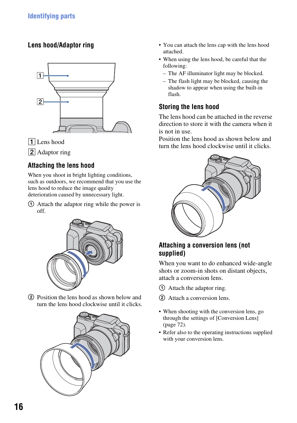 Sony DSC-H3 User Manual | Page 16 / 123