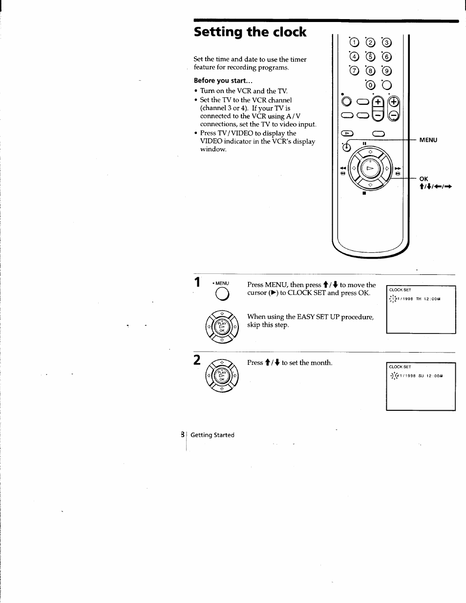 Setting the clock | Sony SLV-677HF User Manual | Page 18 / 53