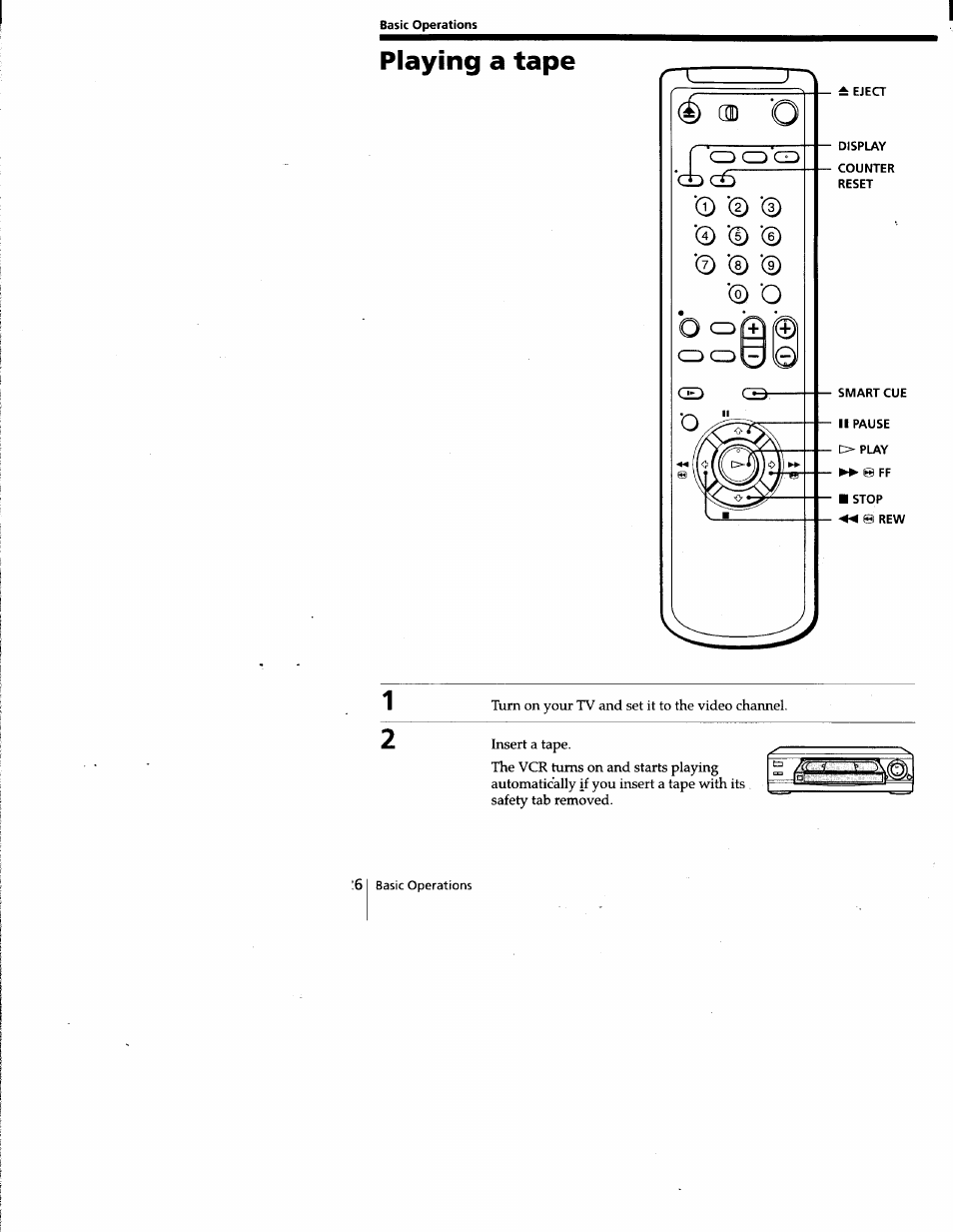 Basic operations, Playing a tape | Sony SLV-677HF User Manual | Page 26 / 53