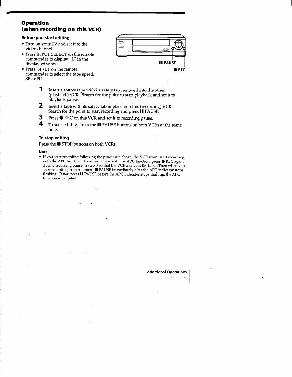 Operation, When recording on this vcr), Operation (when recording on this vcr) | Sony SLV-677HF User Manual | Page 43 / 53