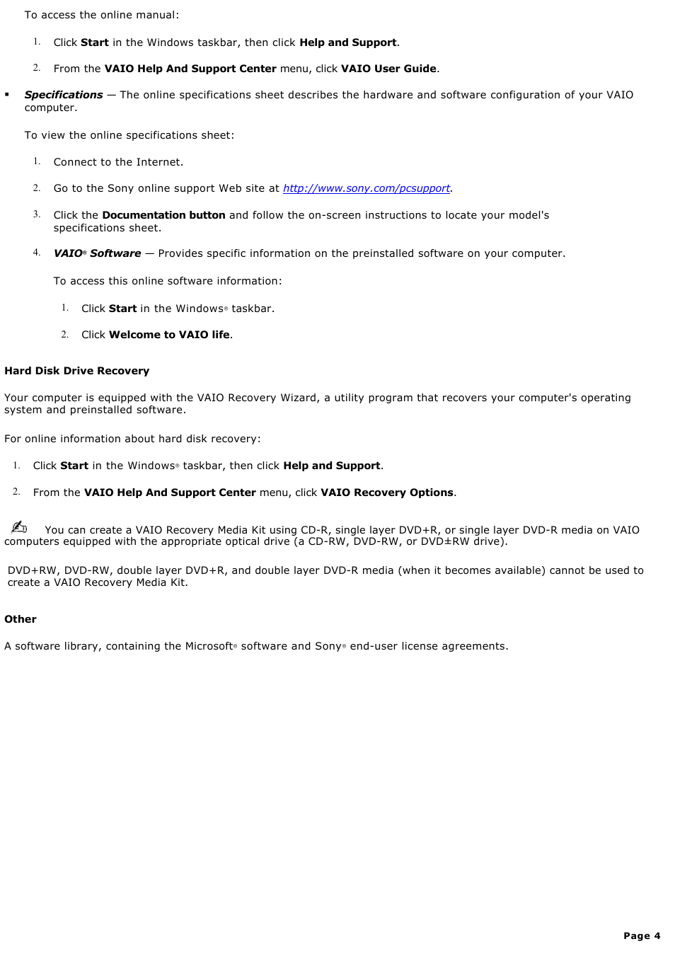 Sony PCV-RS710GX User Manual | Page 4 / 180