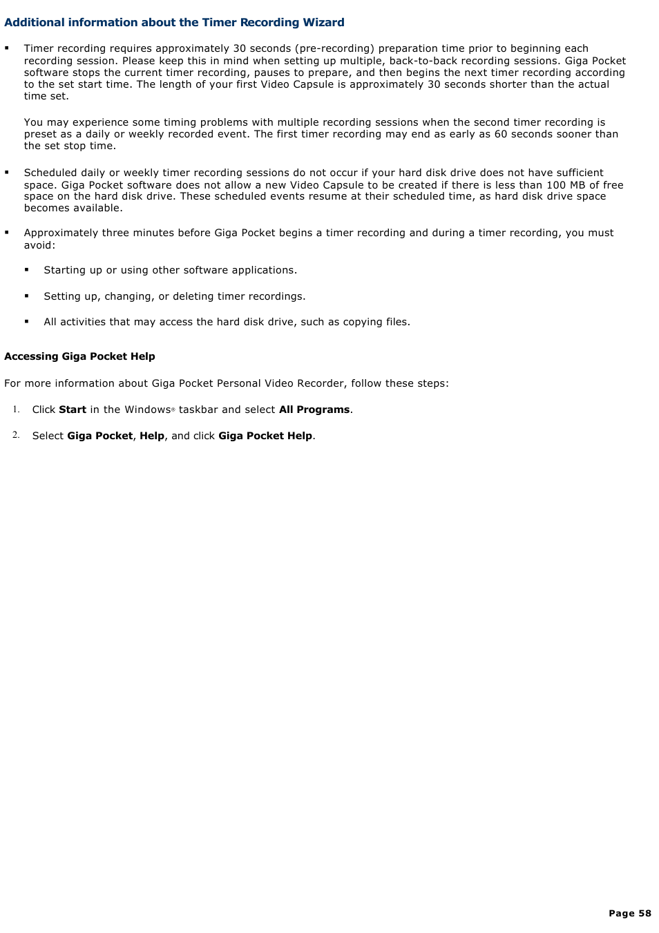 Sony PCV-RS710GX User Manual | Page 58 / 180