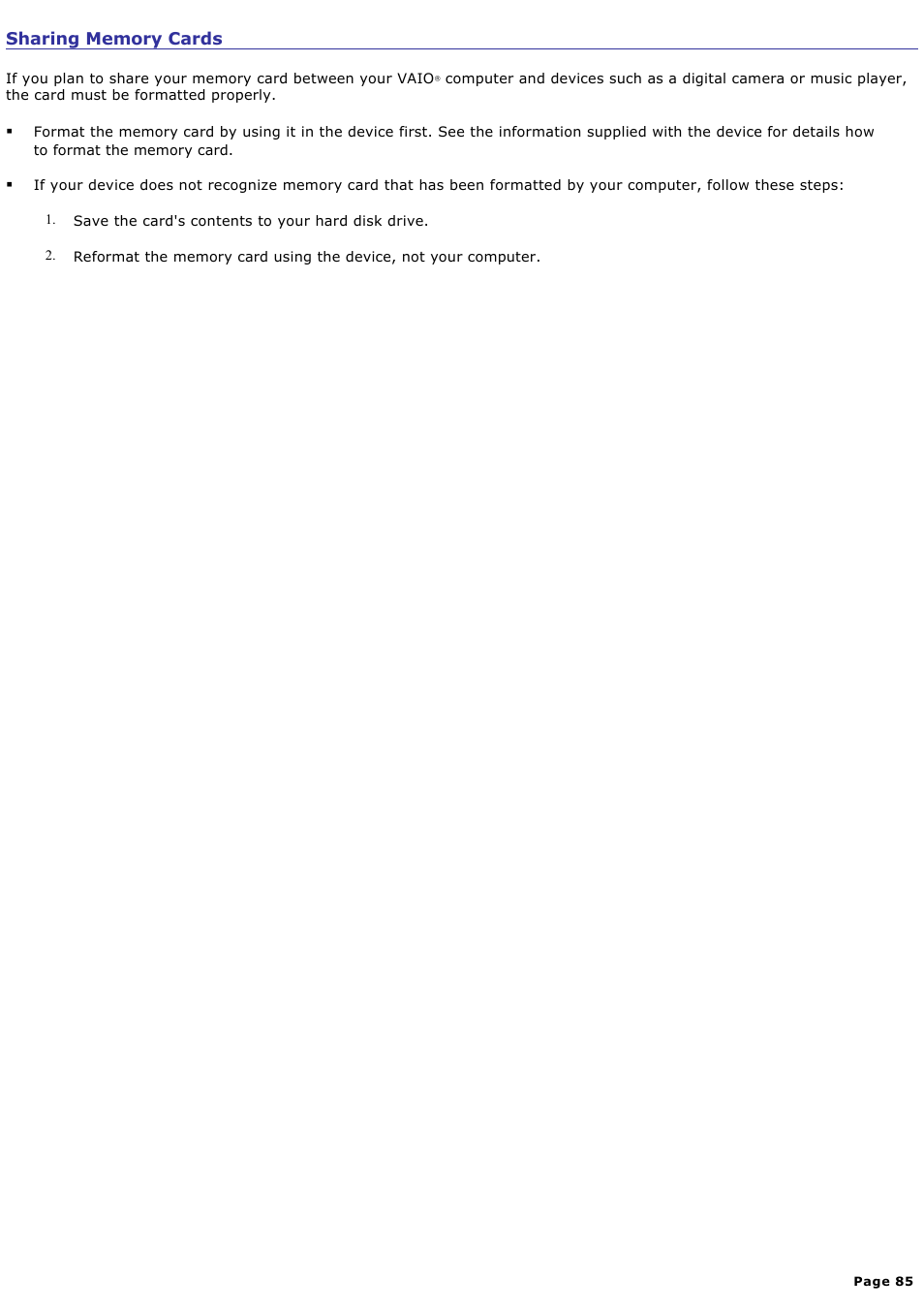 Sharing memory cards | Sony PCV-RS710GX User Manual | Page 85 / 180