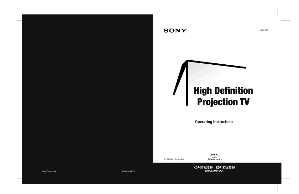 Sony KDP-65WS550 User Manual | 122 pages