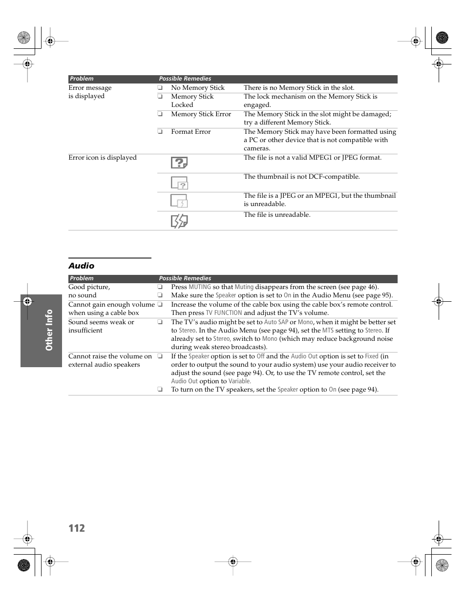 Audio | Sony KDP-65WS550 User Manual | Page 113 / 122