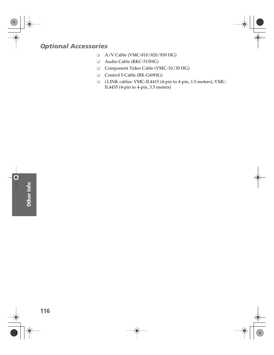 Optional accessories | Sony KDP-65WS550 User Manual | Page 117 / 122