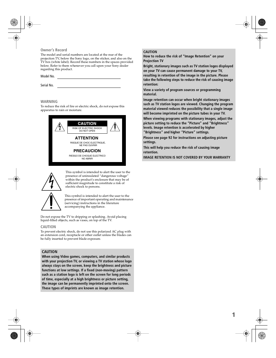 Sony KDP-65WS550 User Manual | Page 2 / 122