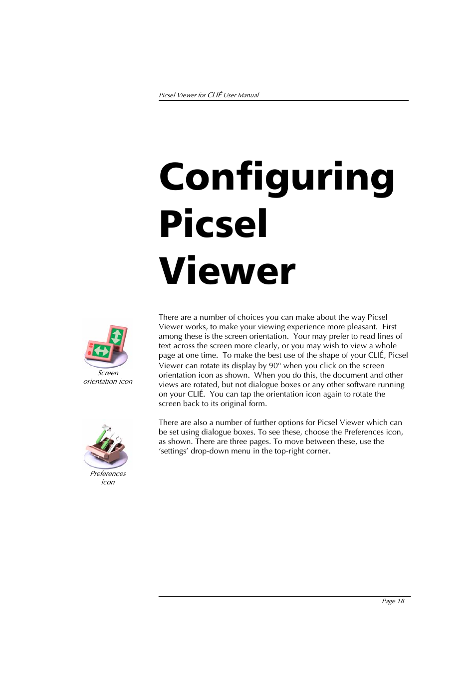 Configuring picsel viewer | Sony PEG-NX80V User Manual | Page 18 / 23