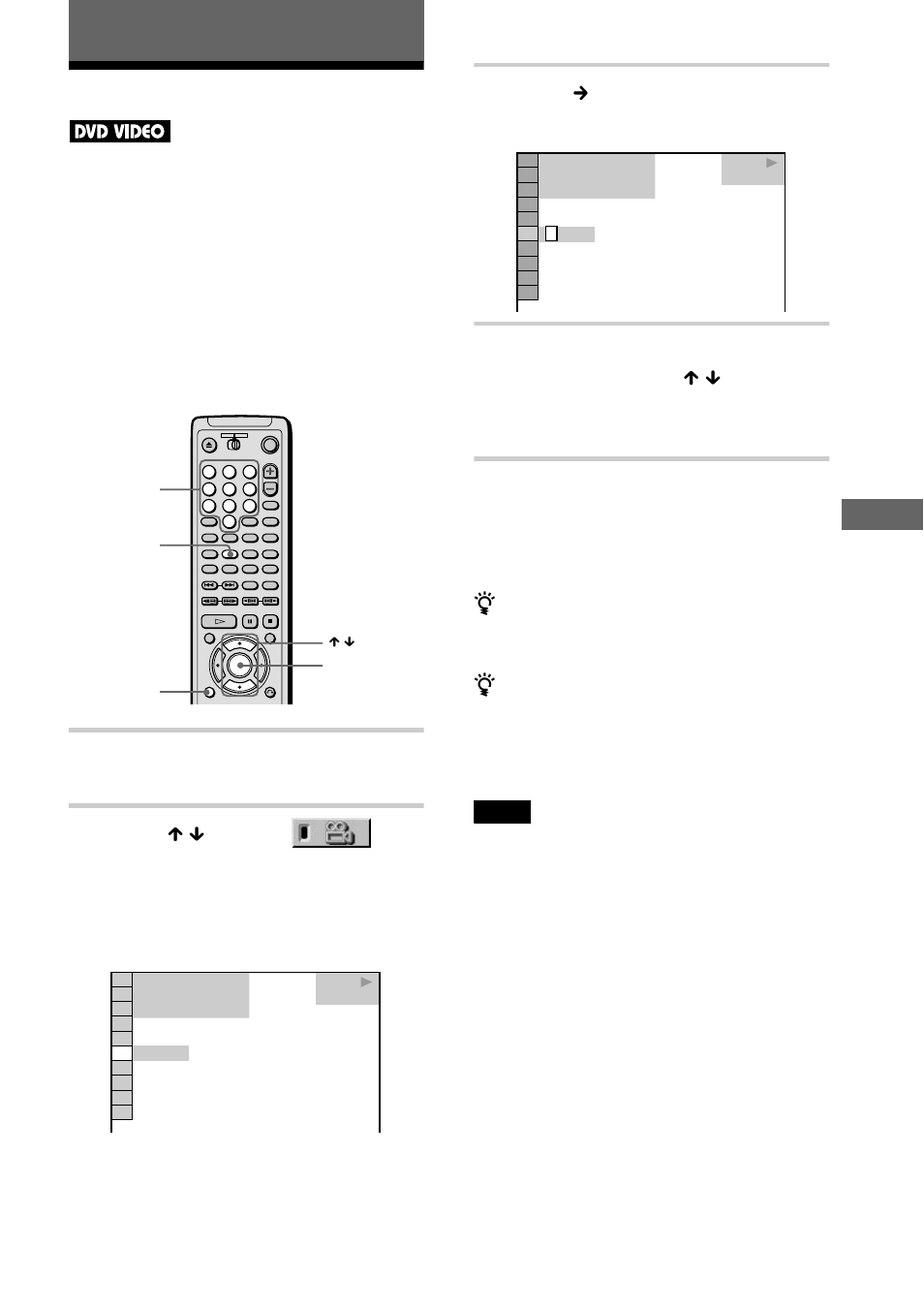 Enjoying movies, Changing the angles, Press display during playback | Press x / x to select (angle), Press c or enter | Sony DVP-NS500V User Manual | Page 59 / 96