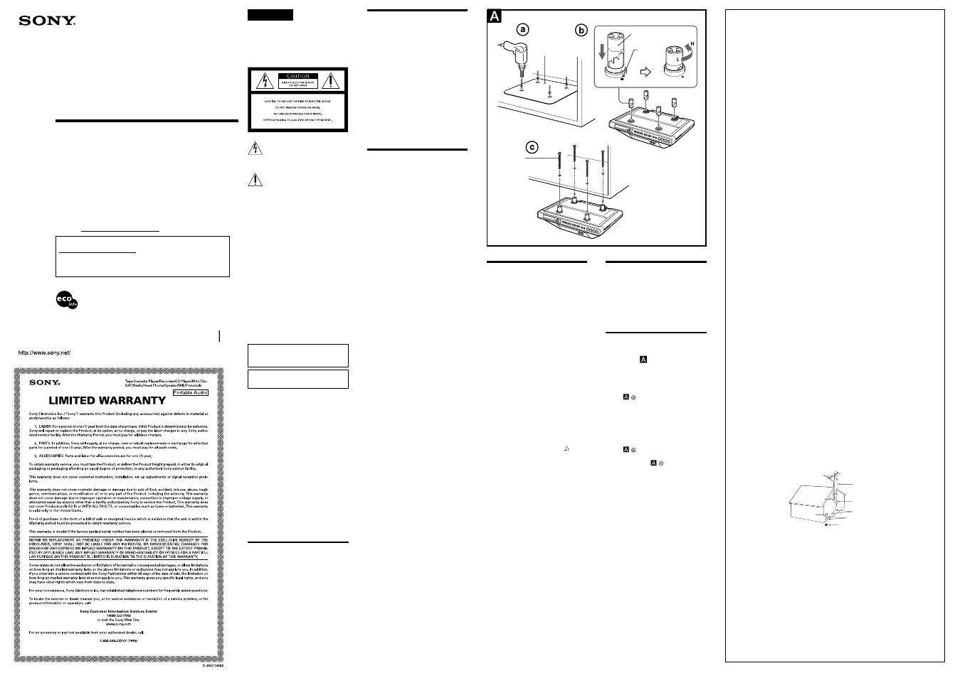 Sony ICF-CD555TV User Manual | 2 pages