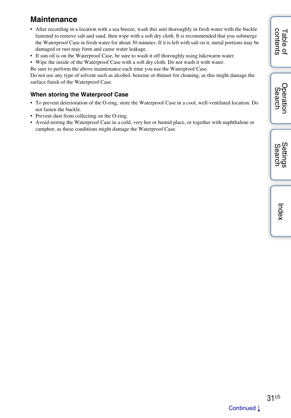 Maintenance | Sony HDR-AS10 User Manual | Page 31 / 60