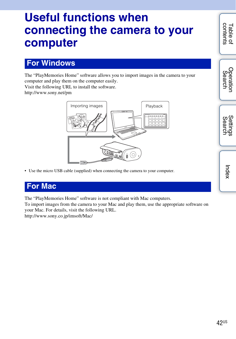 For windows for mac | Sony HDR-AS10 User Manual | Page 42 / 60