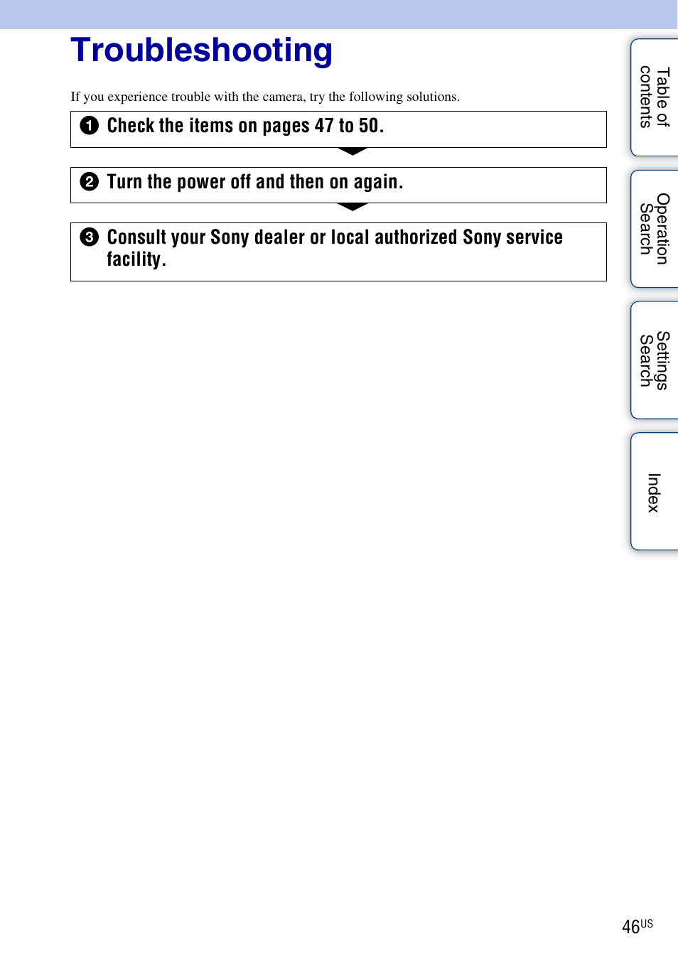 Troubleshooting | Sony HDR-AS10 User Manual | Page 46 / 60