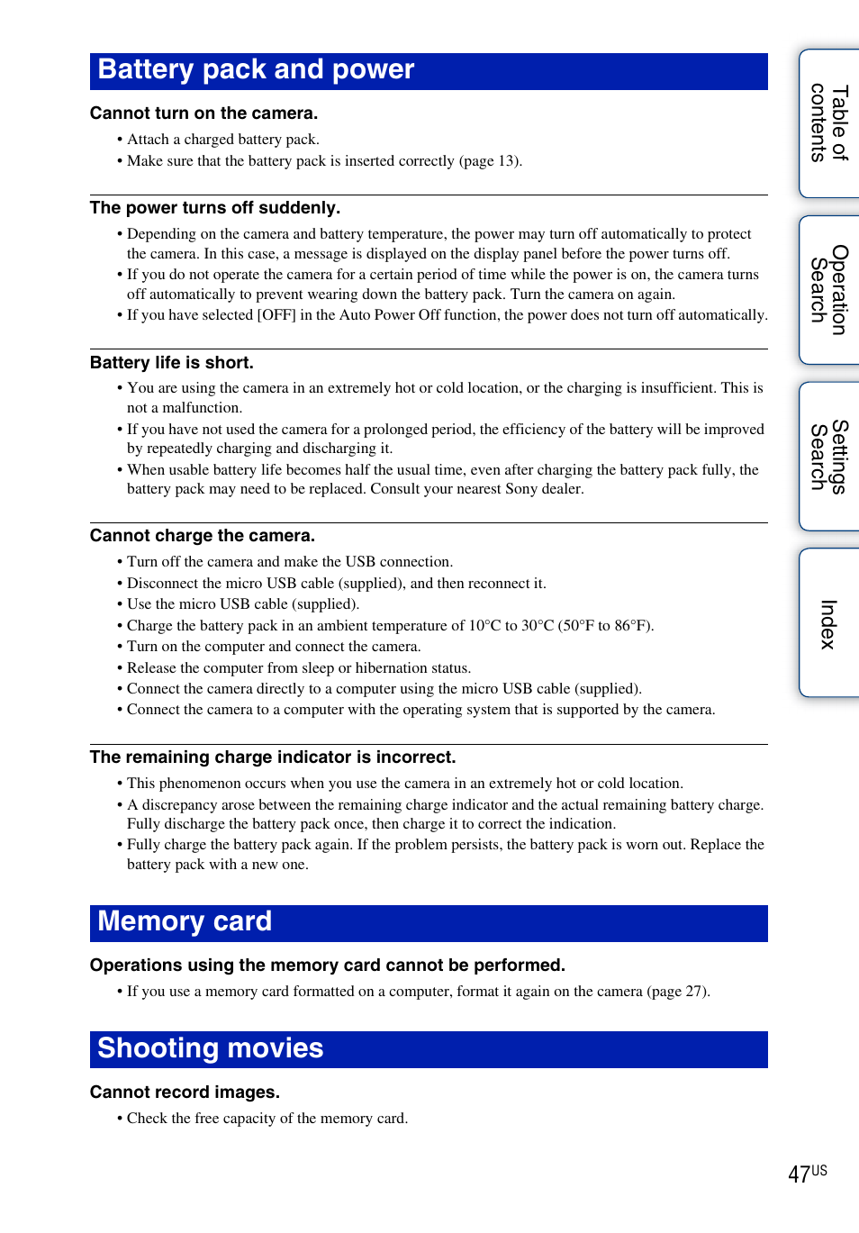 47 t | Sony HDR-AS10 User Manual | Page 47 / 60