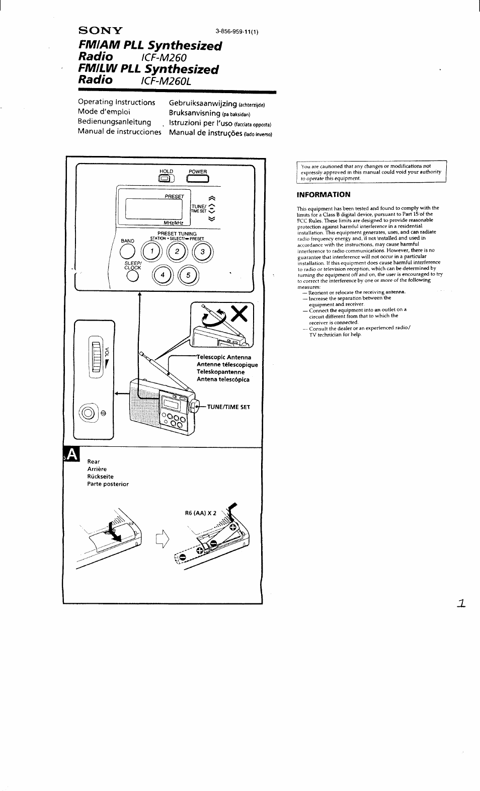Sony ICF-M260 User Manual | 19 pages