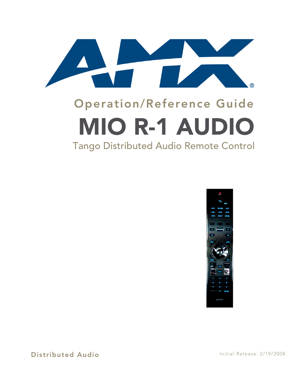 AMX MIO R-1 AUDIO FG147-04 User Manual | 30 pages