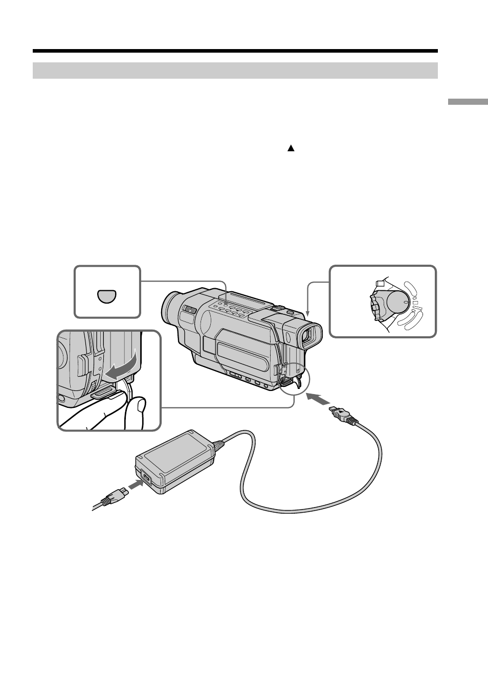Charging the battery pack, Step 1 preparing the power supply | Sony DCR-TRV250 User Manual | Page 19 / 268