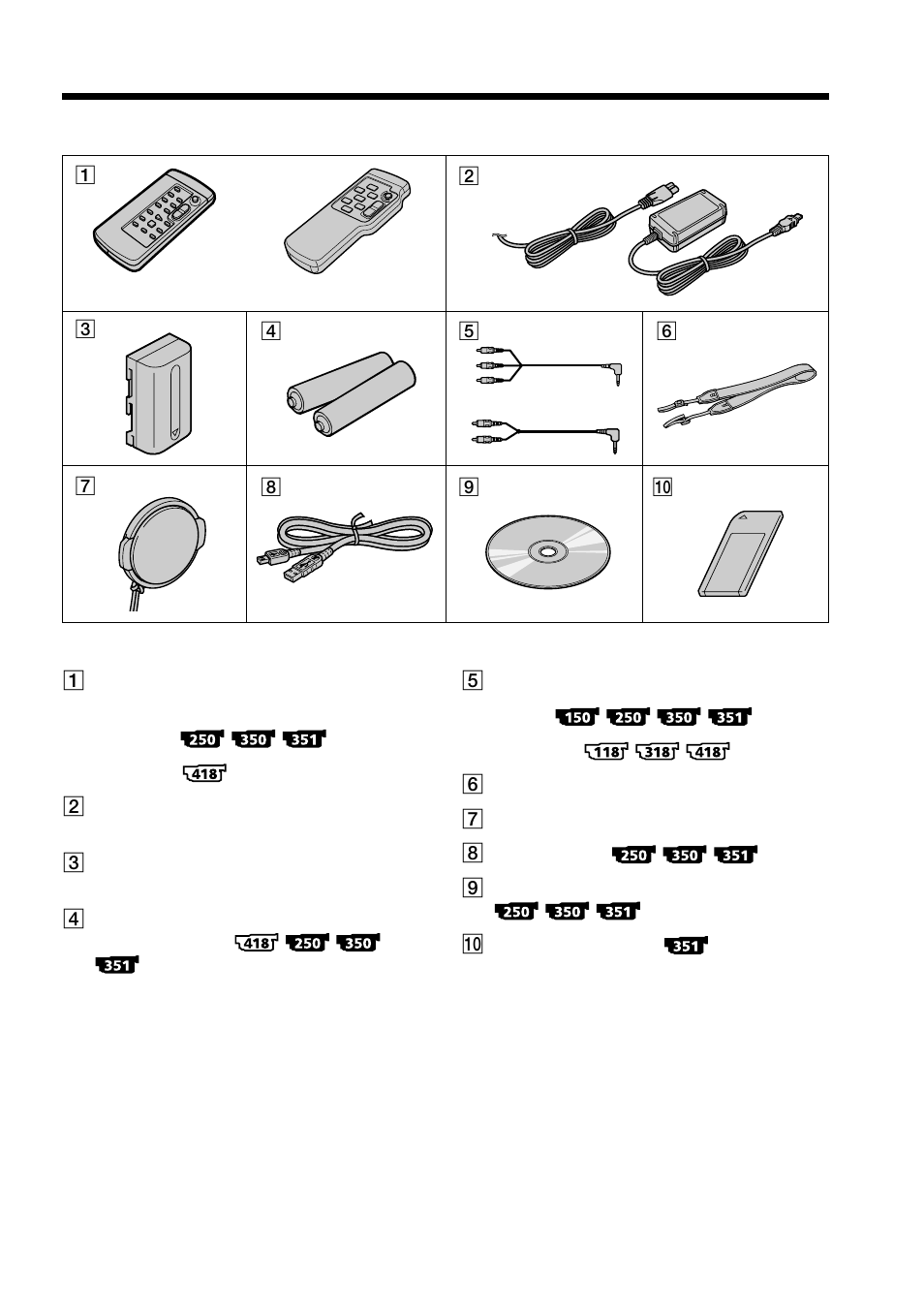 Checking supplied accessories | Sony DCR-TRV250 User Manual | Page 9 / 268