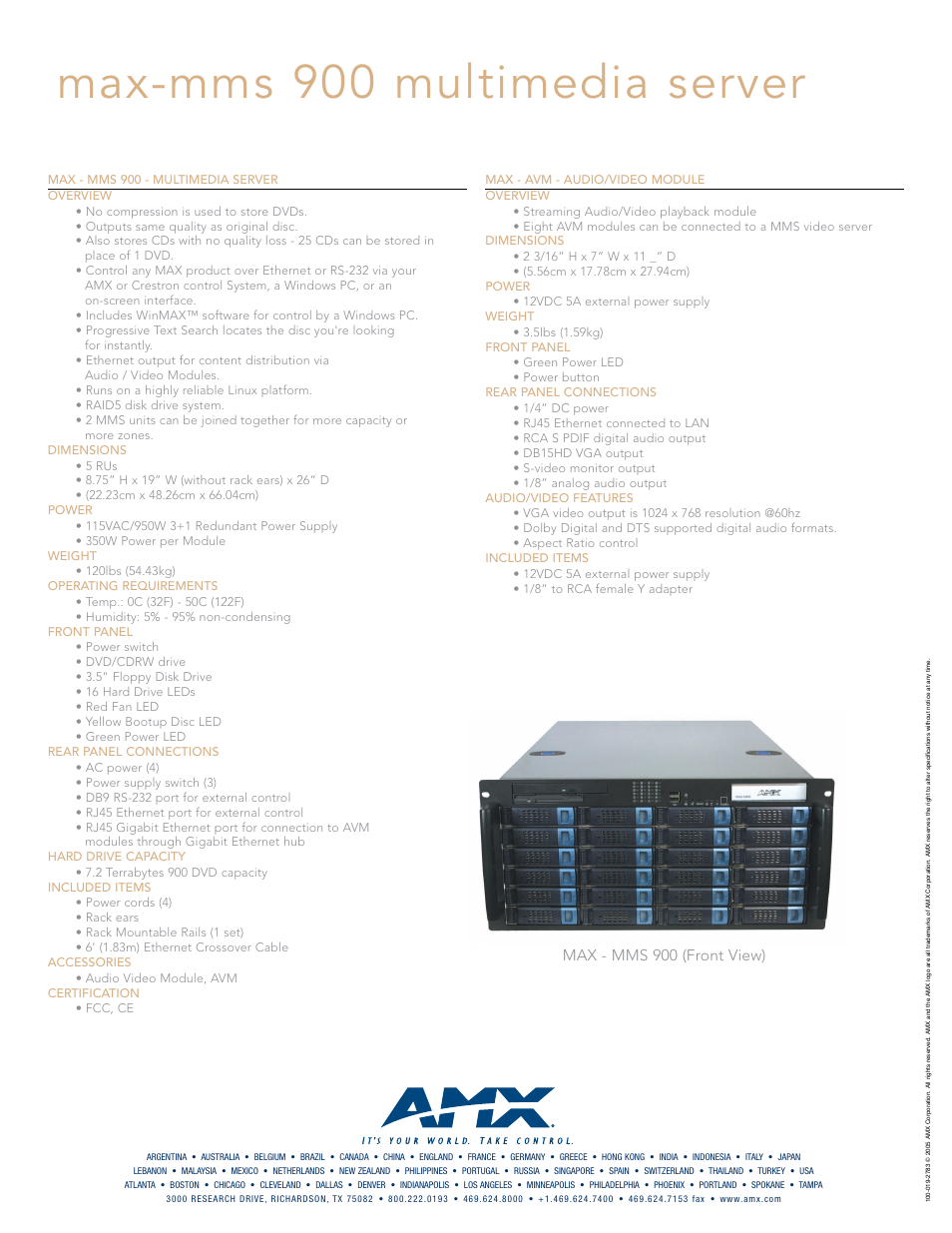 Max-mms 900 multimedia server | AMX max mss 900 User Manual | Page 2 / 2