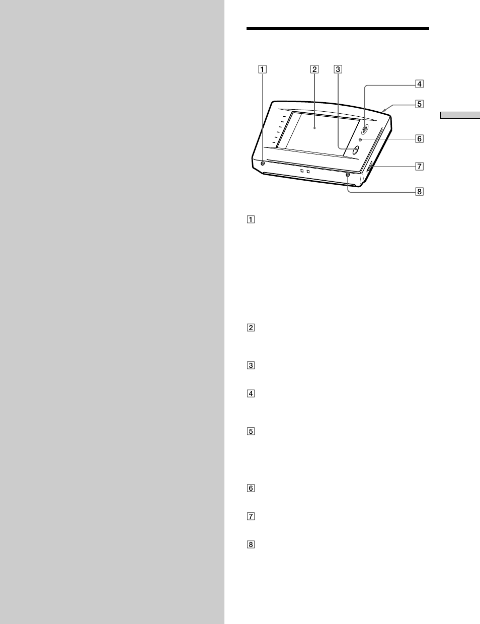 Localização das partes e operações básicas, Painel frontal | Sony RM-TP503 User Manual | Page 105 / 132