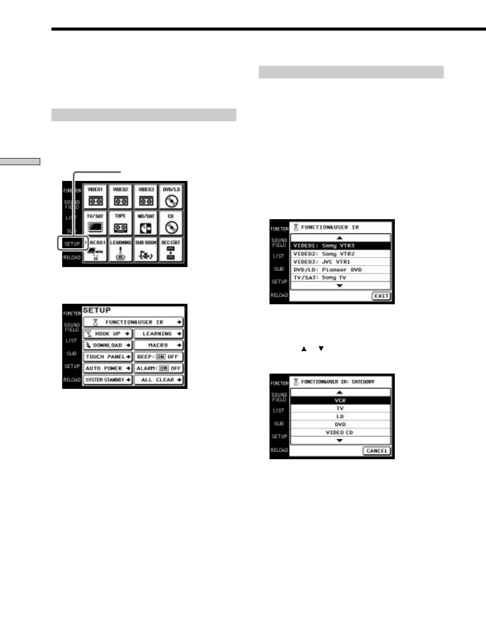 Ajuste do ambiente operacional do telecomando | Sony RM-TP503 User Manual | Page 120 / 132