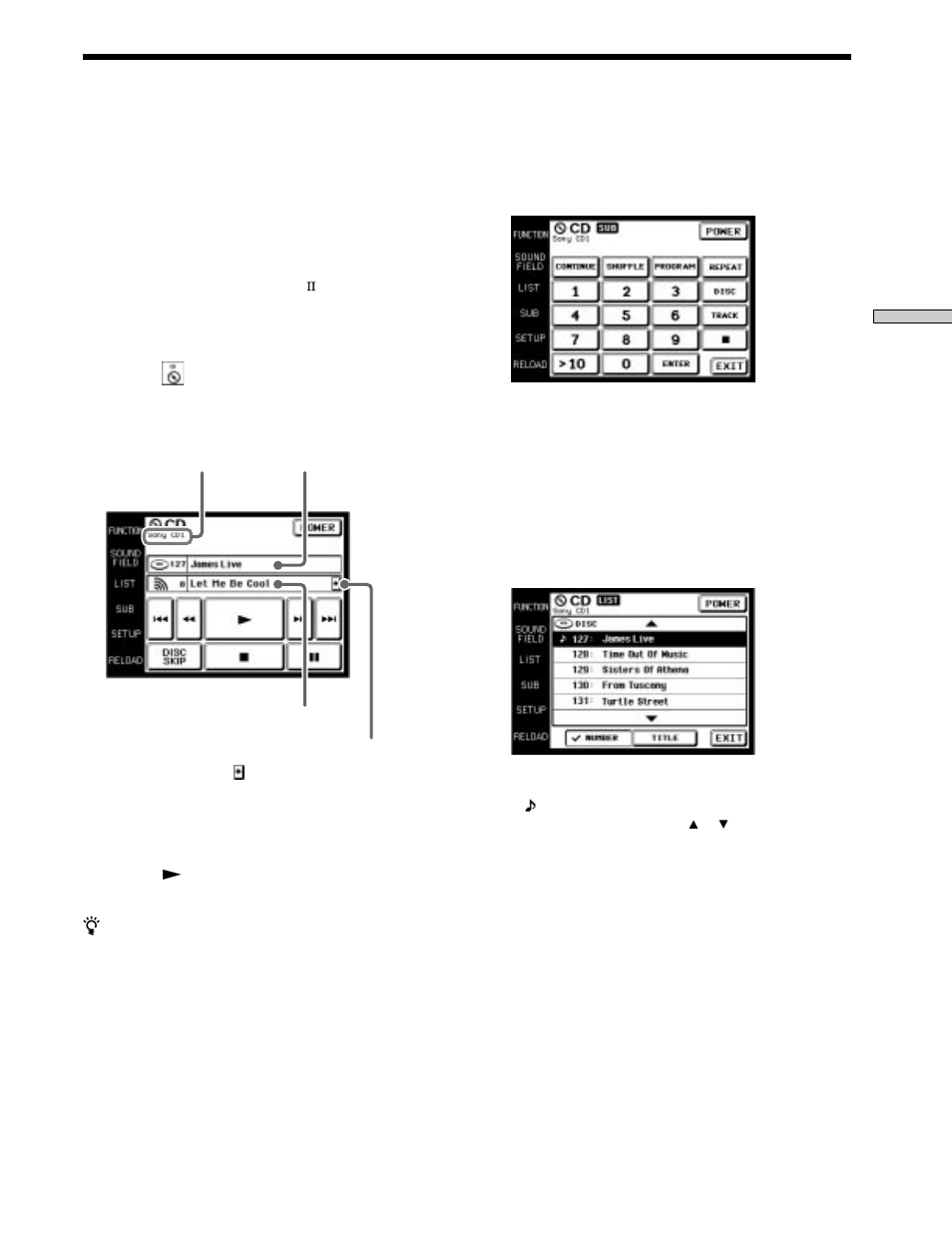 Exemple: exploitation d’un lecteur cd | Sony RM-TP503 User Manual | Page 45 / 132