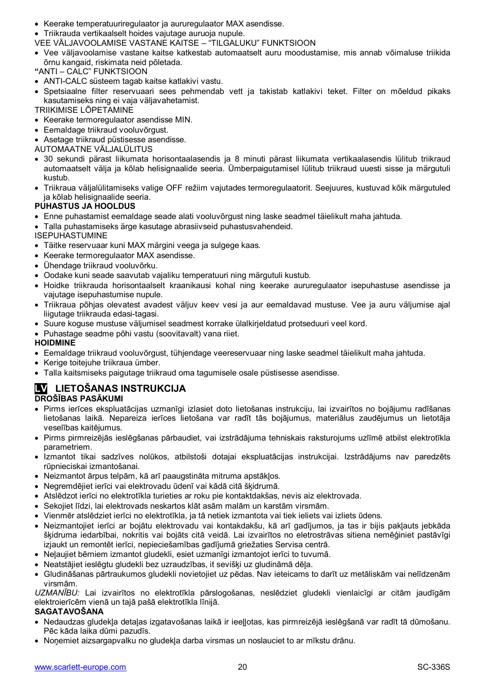 Scarlett SC-336S User Manual | Page 20 / 29