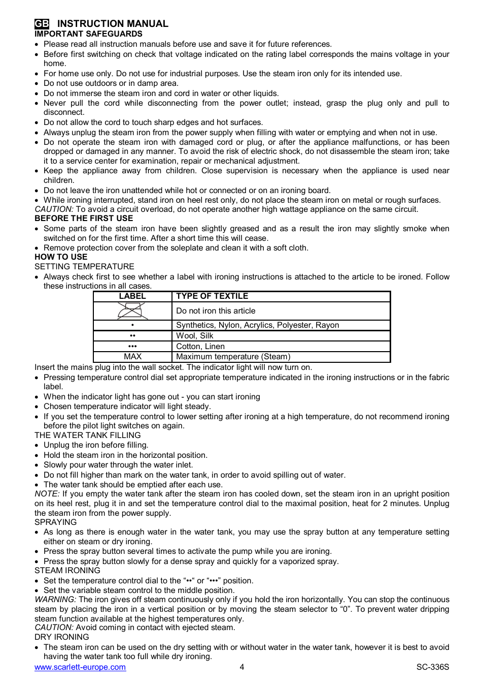 Scarlett SC-336S User Manual | Page 4 / 29