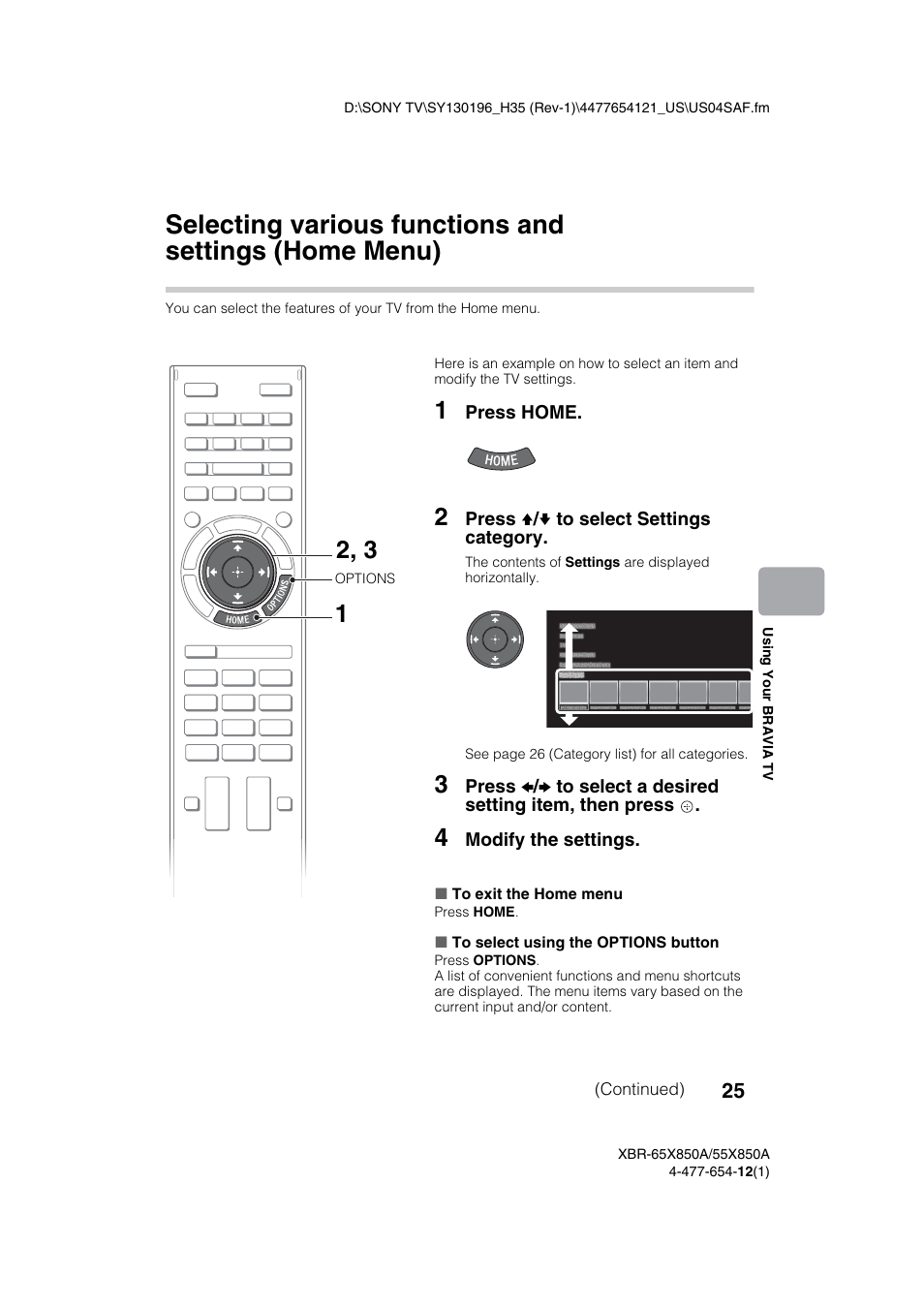 Sony XBR-55X850A User Manual | Page 25 / 36