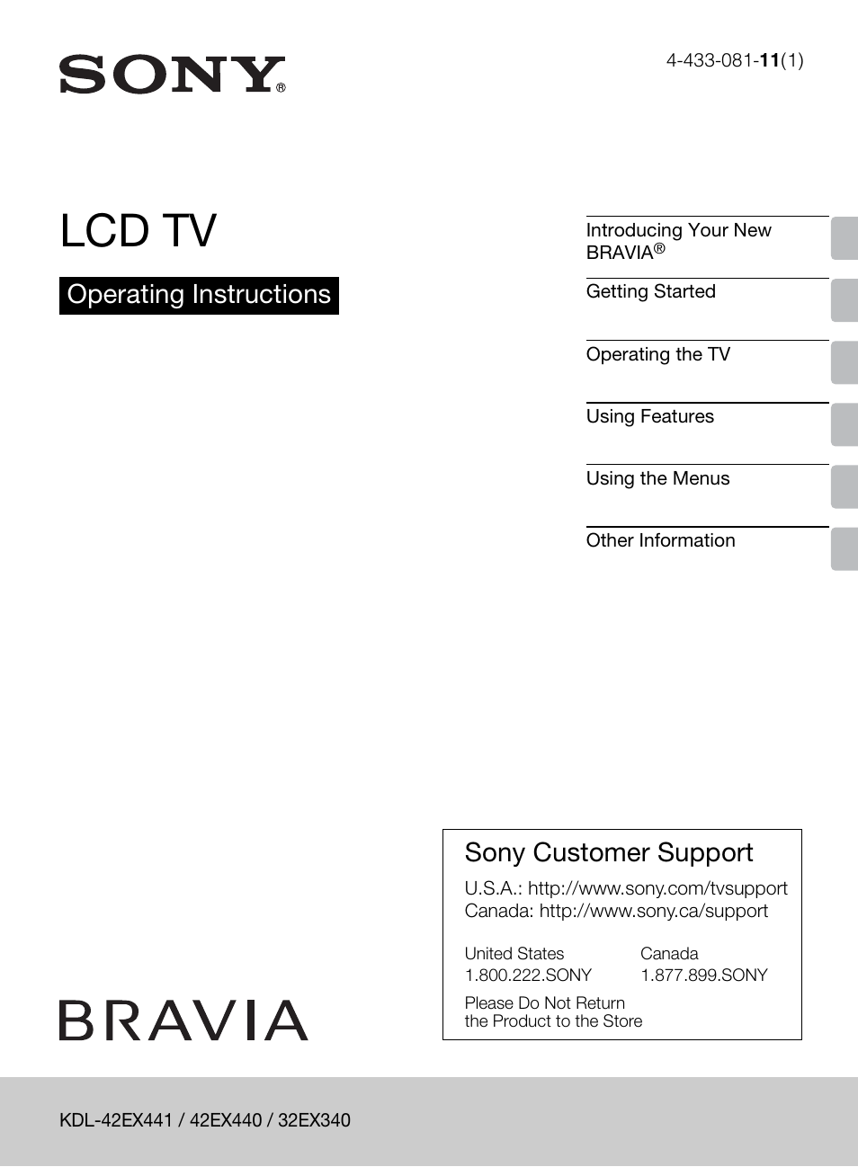 Sony KDL-42EX440 User Manual | 76 pages