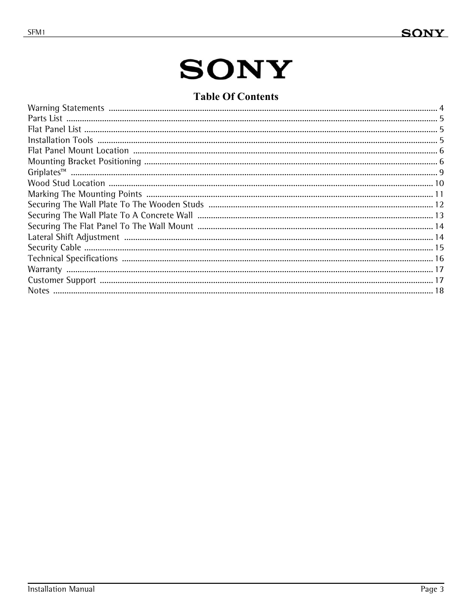 Sony SFM-1 User Manual | Page 3 / 18