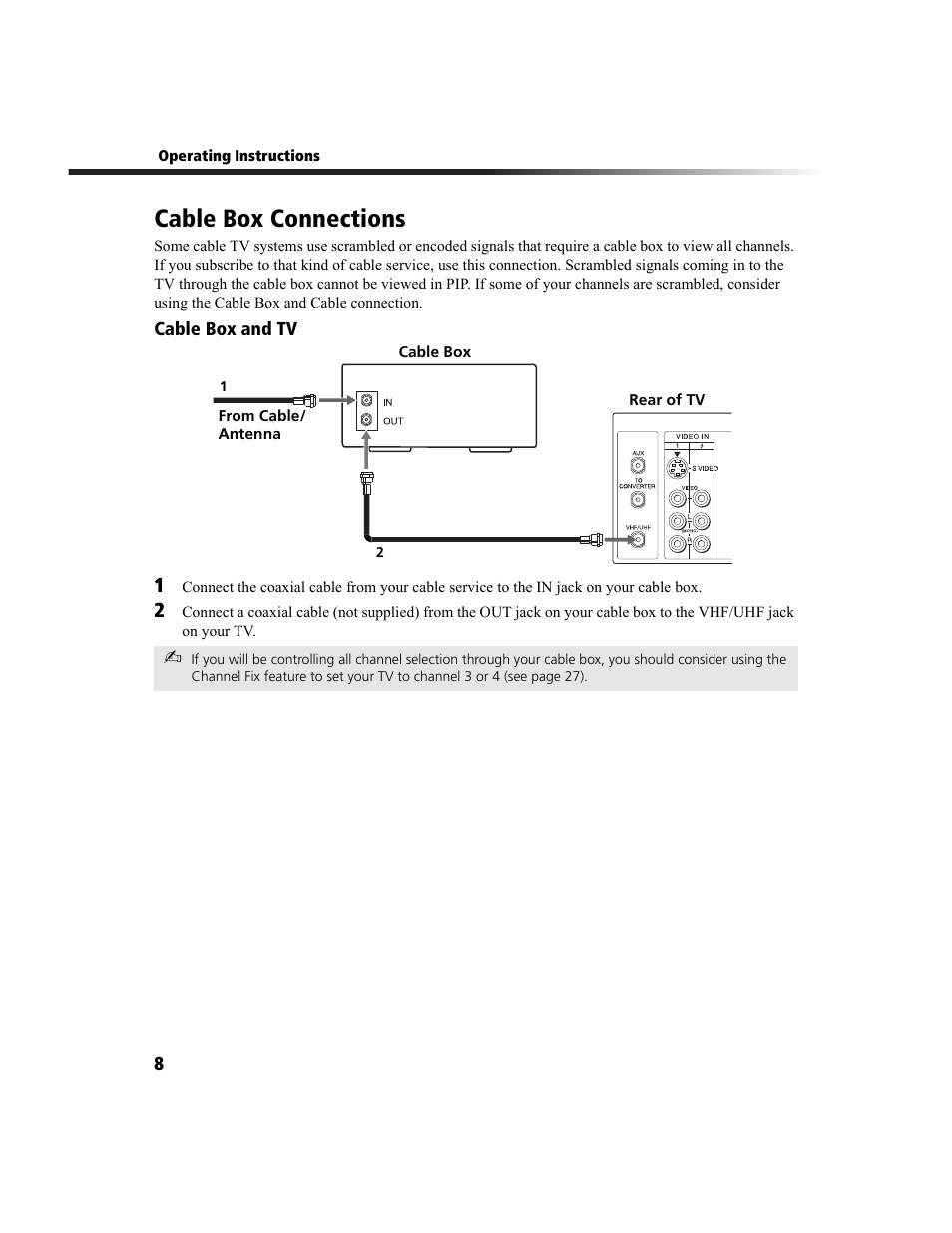 Cable box connections | Sony KV-27FS200 User Manual | Page 16 / 64