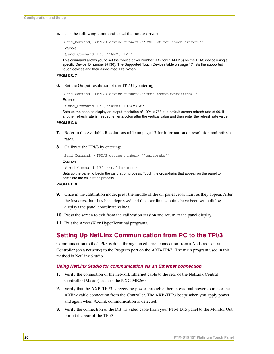 AMX PTM-D15 User Manual | Page 26 / 42