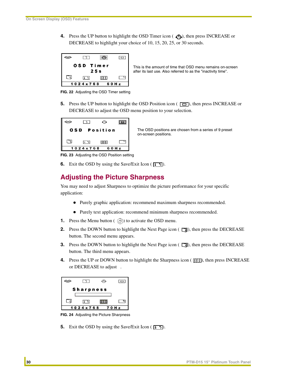 Adjusting the picture sharpness | AMX PTM-D15 User Manual | Page 36 / 42