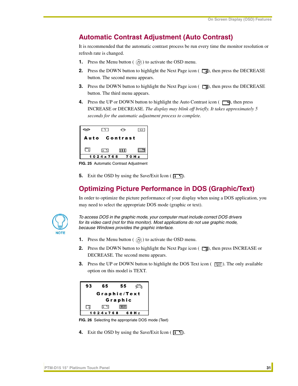 Automatic contrast adjustment (auto contrast) | AMX PTM-D15 User Manual | Page 37 / 42