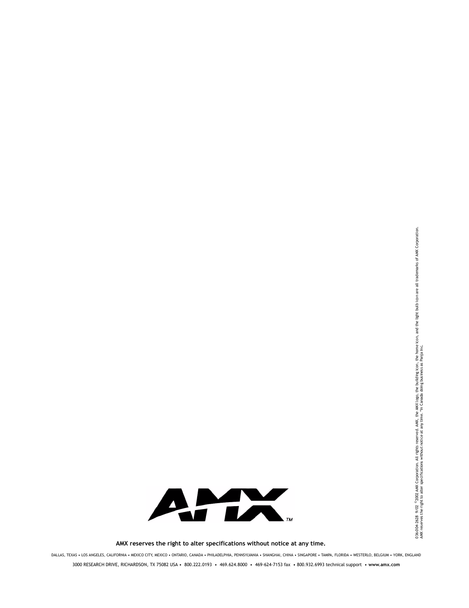 AMX PTM-D15 User Manual | Page 42 / 42