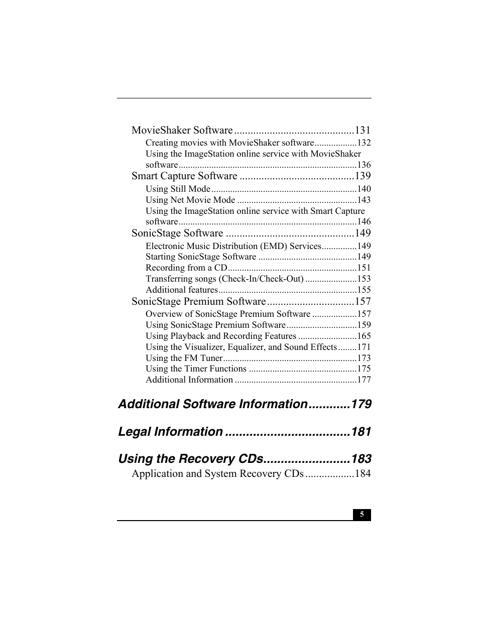 Sony PCG-R505ES User Manual | Page 5 / 222