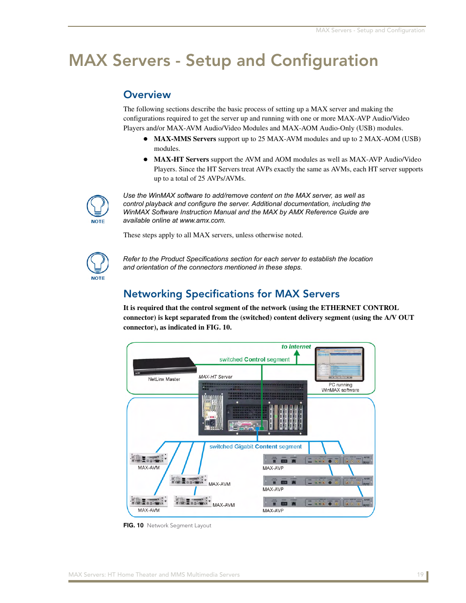 Max servers - setup and configuration, Overview, Networking specifications for max servers | AMX MAX Servers User Manual | Page 25 / 80