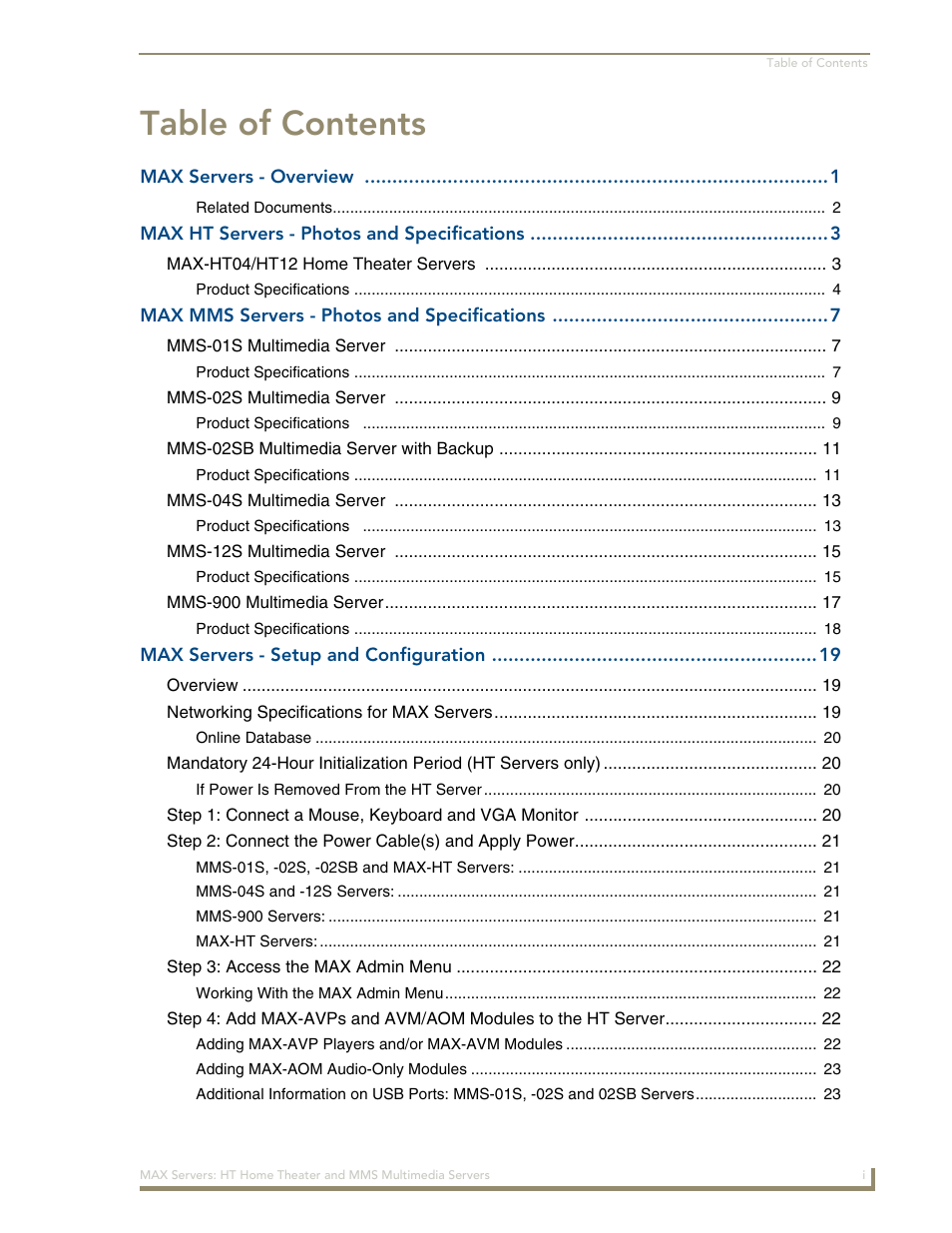 AMX MAX Servers User Manual | Page 3 / 80