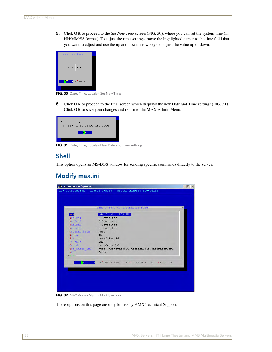 Shell, Modify max.ini | AMX MAX Servers User Manual | Page 44 / 80