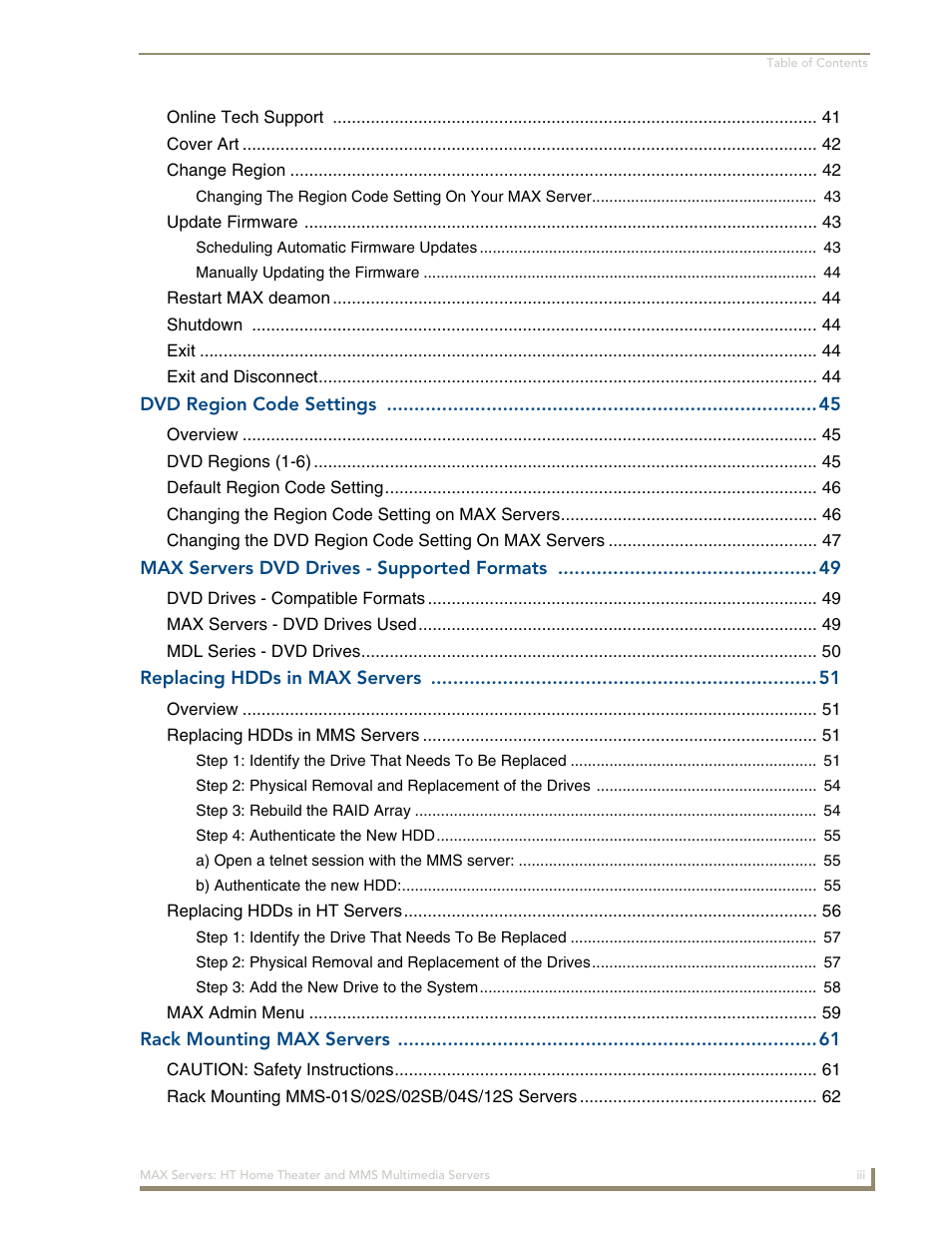 AMX MAX Servers User Manual | Page 5 / 80